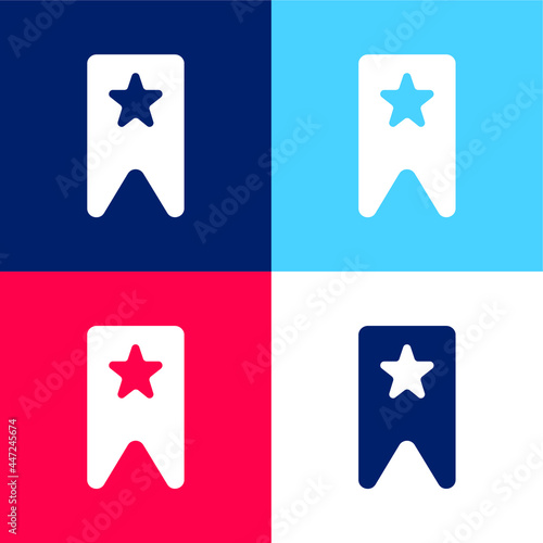 Bookmark For Favorites blue and red four color minimal icon set