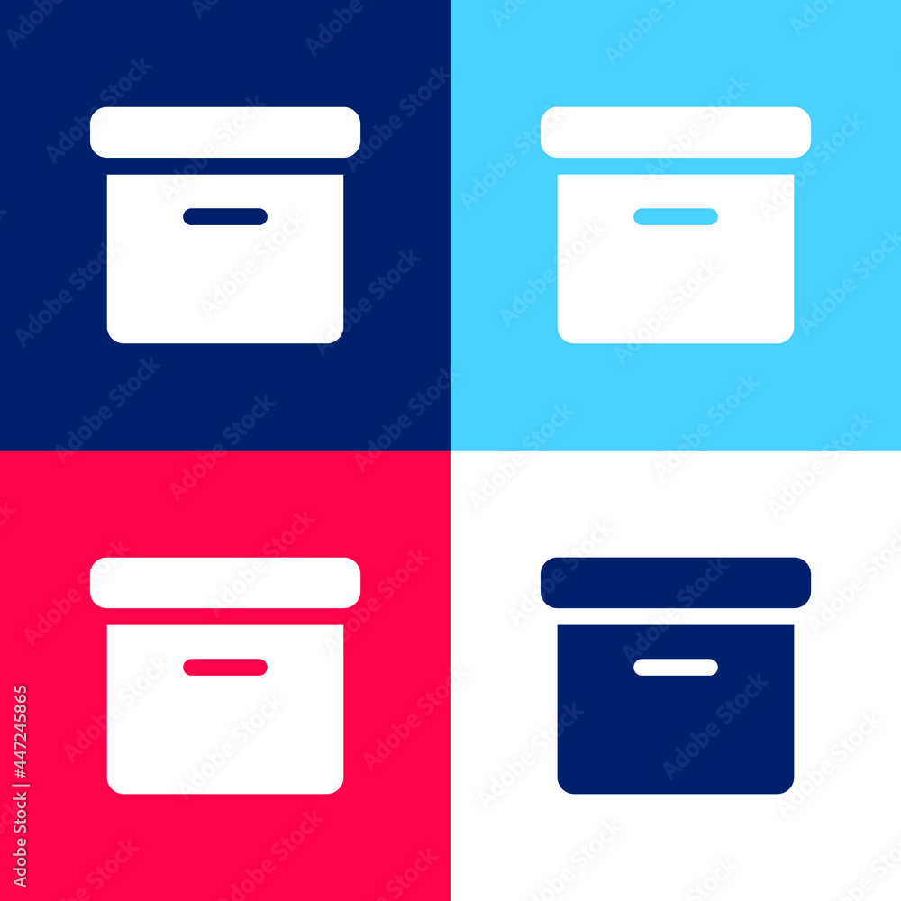 Box blue and red four color minimal icon set Box blue and red four color minimal icon set