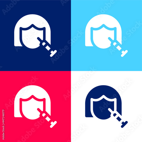 Botox blue and red four color minimal icon set