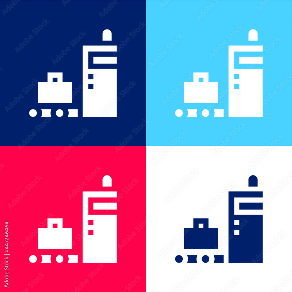Baggage blue and red four color minimal icon set Baggage blue and red four color minimal icon set