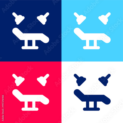 Bed blue and red four color minimal icon set © LIGHTFIELD STUDIOS