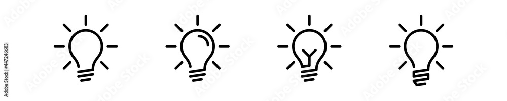 lamp bulb idea icon. vector lightbulb creativity concept outline modern design isolated on white background - obrazy, fototapety, plakaty 