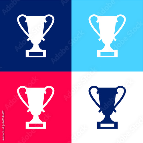 Award Trophy blue and red four color minimal icon set