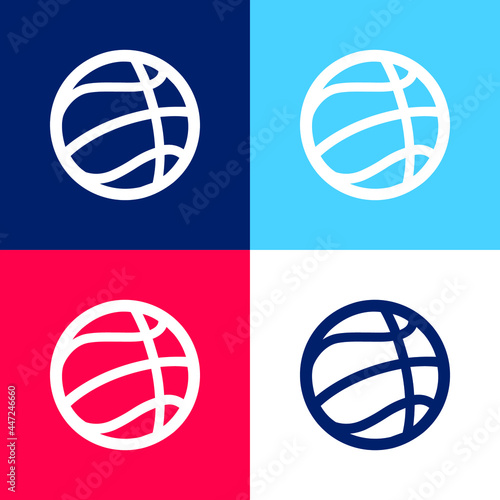 Basketball Ball blue and red four color minimal icon set
