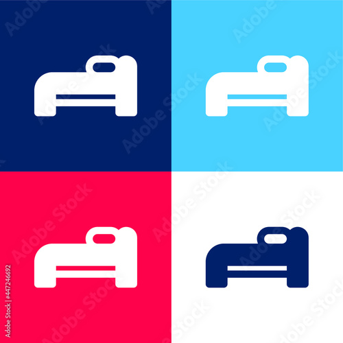 Bed blue and red four color minimal icon set