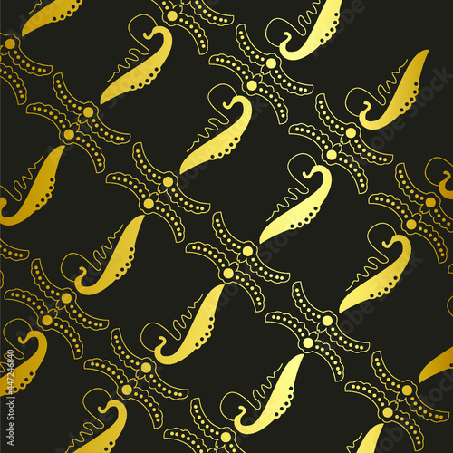 Abstract gold pattern background. Background of Indonesian traditional weapon Kujang Emas.