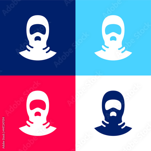 Balaclava blue and red four color minimal icon set
