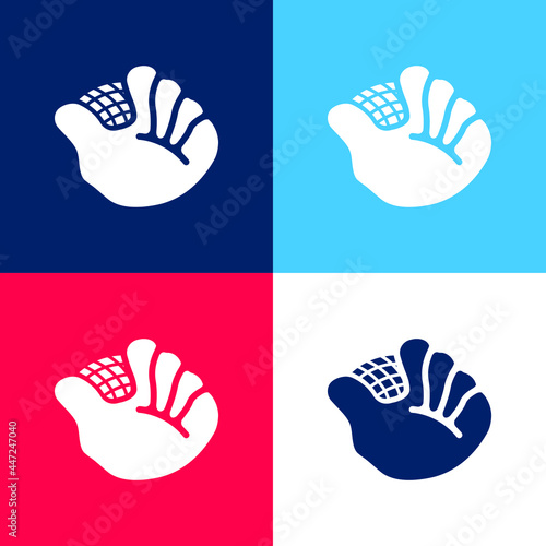 Baseball Glove blue and red four color minimal icon set