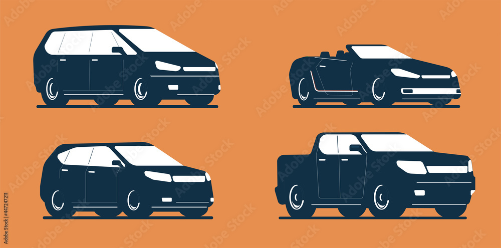 Fototapeta premium Cars icon set isolated. Vector illustration.