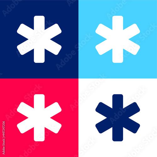 Asterisk blue and red four color minimal icon set