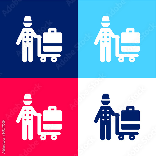 Bellhop blue and red four color minimal icon set