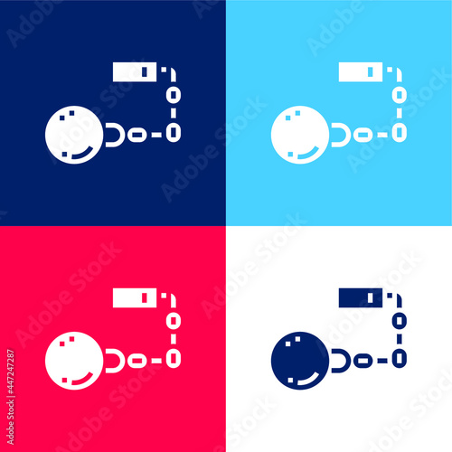 Ball blue and red four color minimal icon set