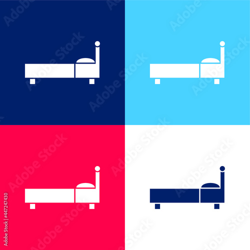 Bed Profile blue and red four color minimal icon set