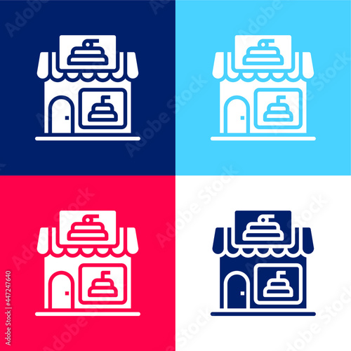 Bakery blue and red four color minimal icon set