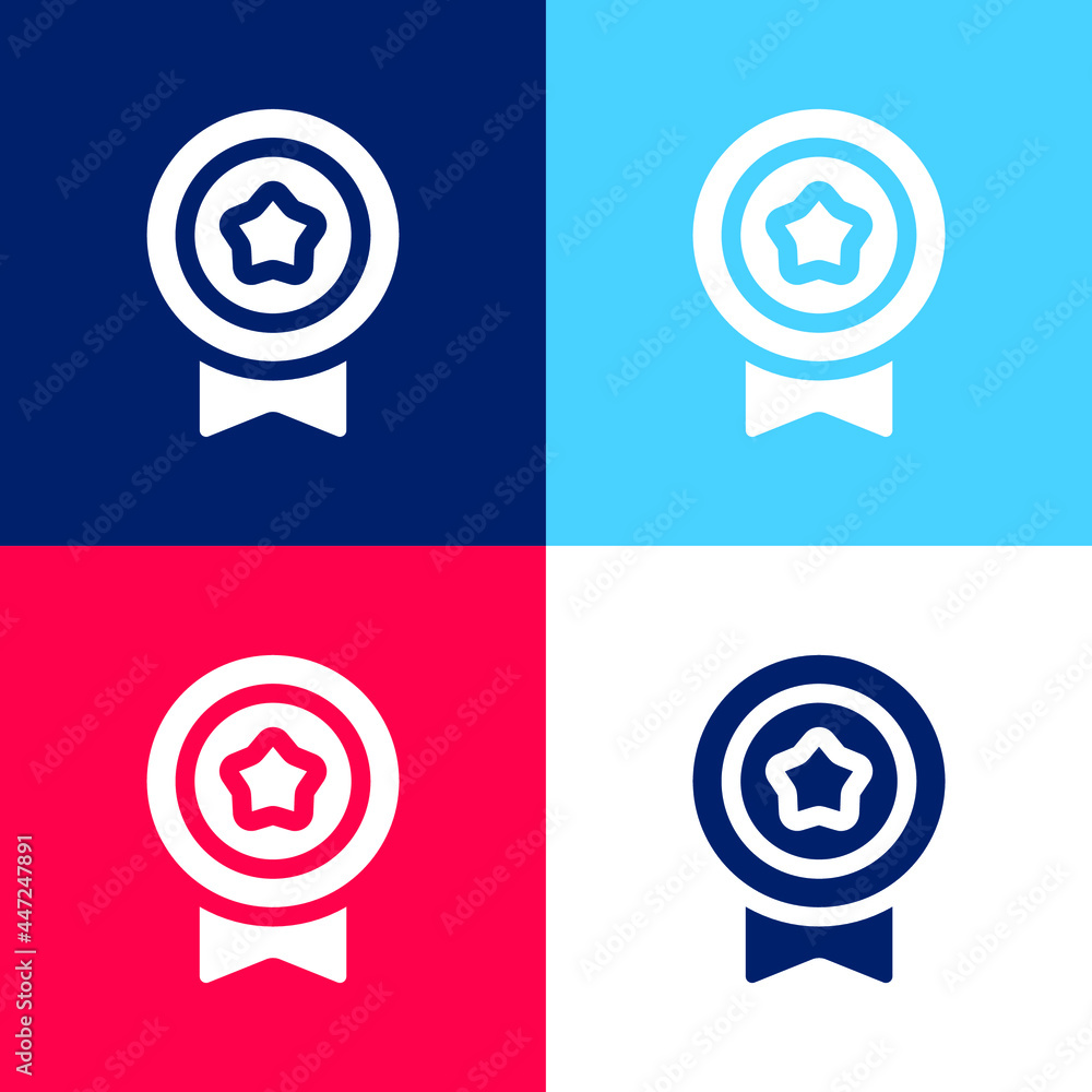 Badge blue and red four color minimal icon set Badge blue and red four color minimal icon set