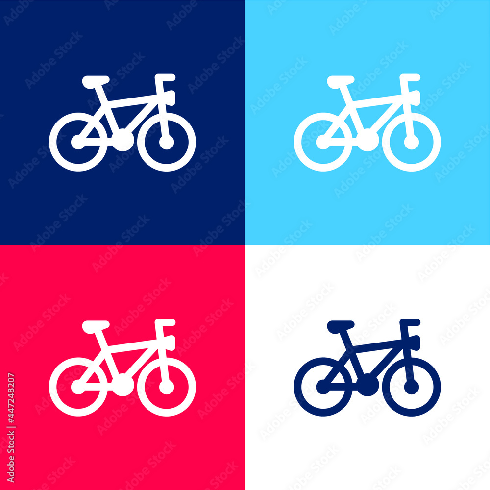 Fototapeta premium Bicycle blue and red four color minimal icon set