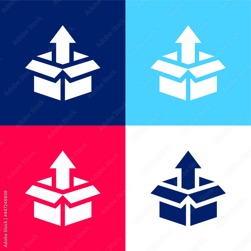 Fototapeta premium Box blue and red four color minimal icon set