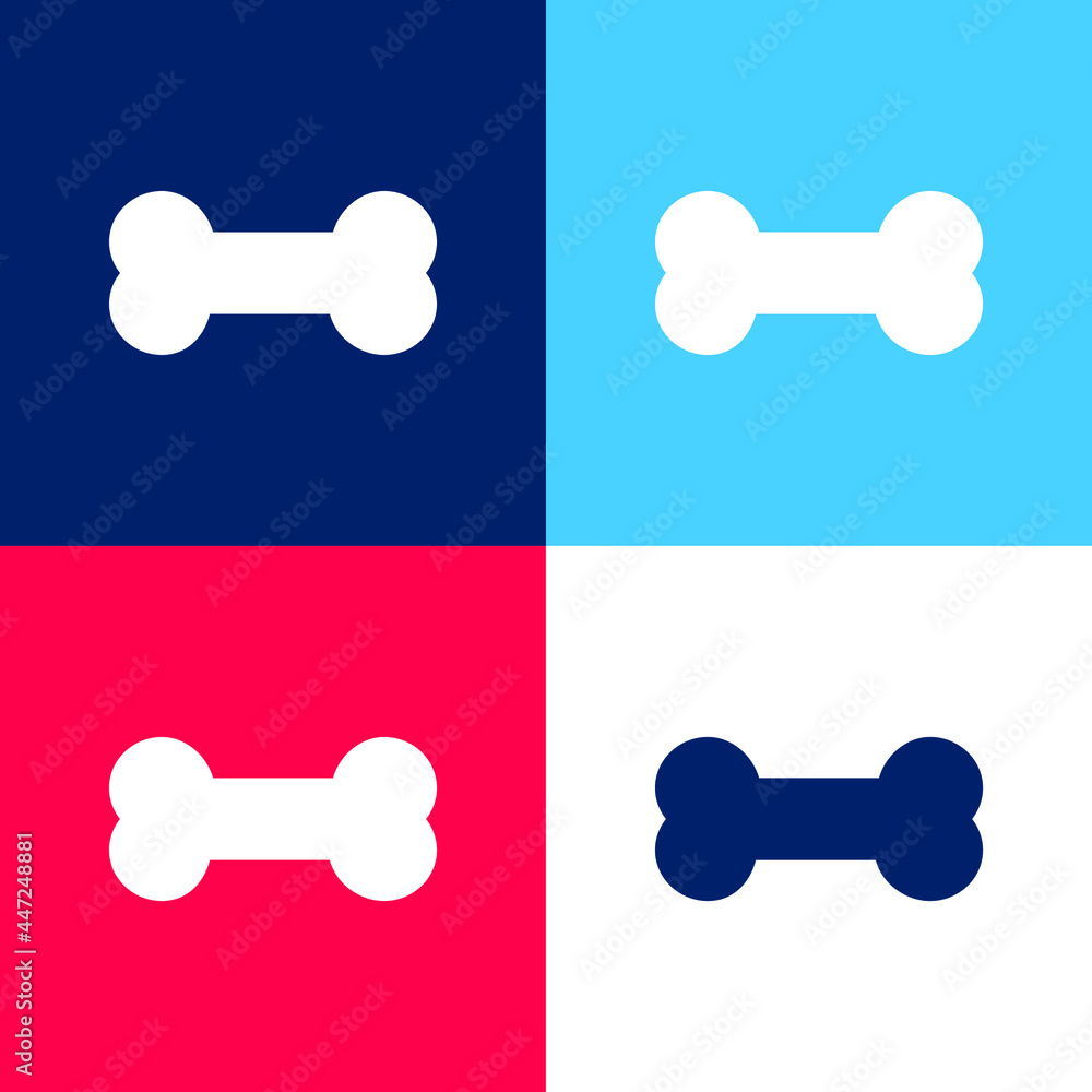 Bone blue and red four color minimal icon set Bone blue and red four color minimal icon set