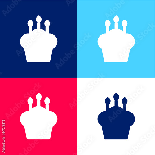 Birthday Cake blue and red four color minimal icon set