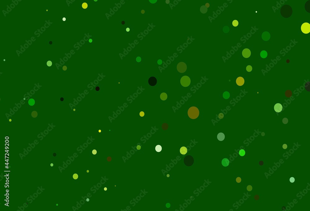 Light Green, Yellow vector background with bubbles.