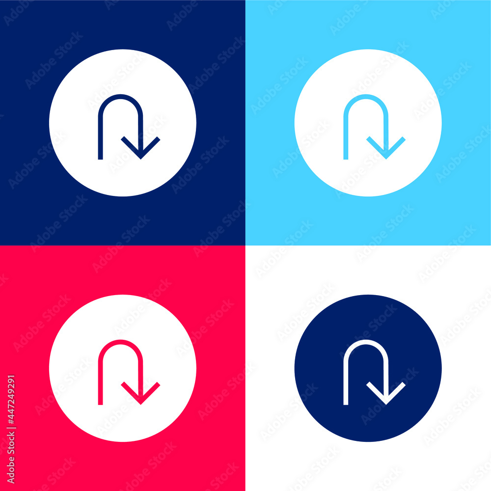Fototapeta premium Arrow Down, IOS 7 Interface Symbol blue and red four color minimal icon set