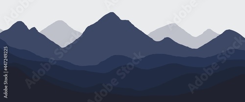 Mountain landscape vector illustration suitable for desktop background, banner, backdrop design, editable background.