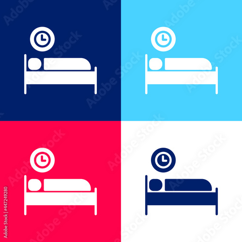 Bed Time blue and red four color minimal icon set