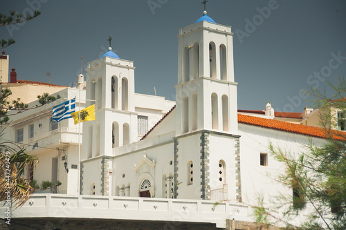 The church of Panagia Theoskepasti in Andros Cyclades, Greece photo