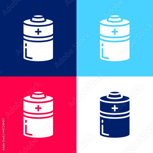 Batteries blue and red four color minimal icon set