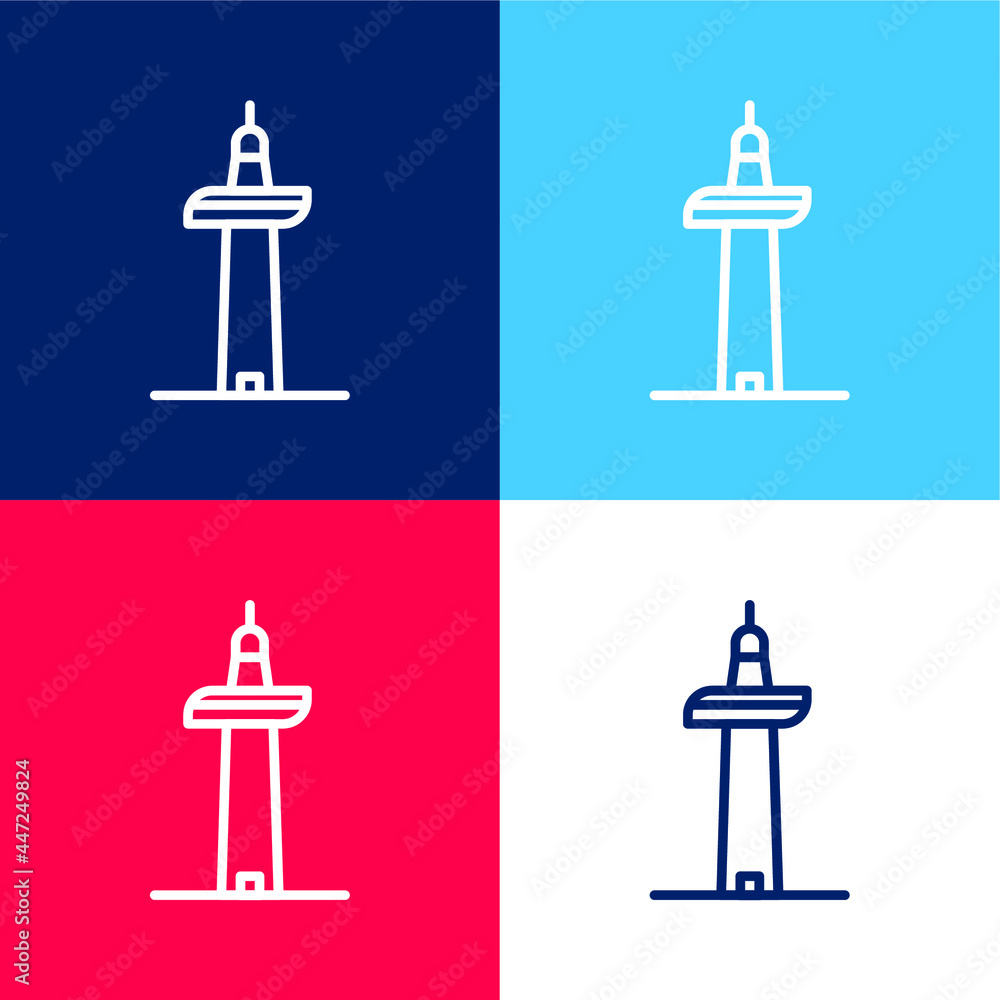 Auckland blue and red four color minimal icon set Auckland blue and red four color minimal icon set