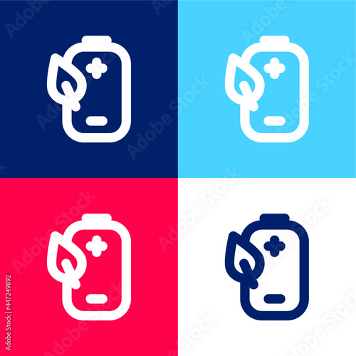 Battery blue and red four color minimal icon set