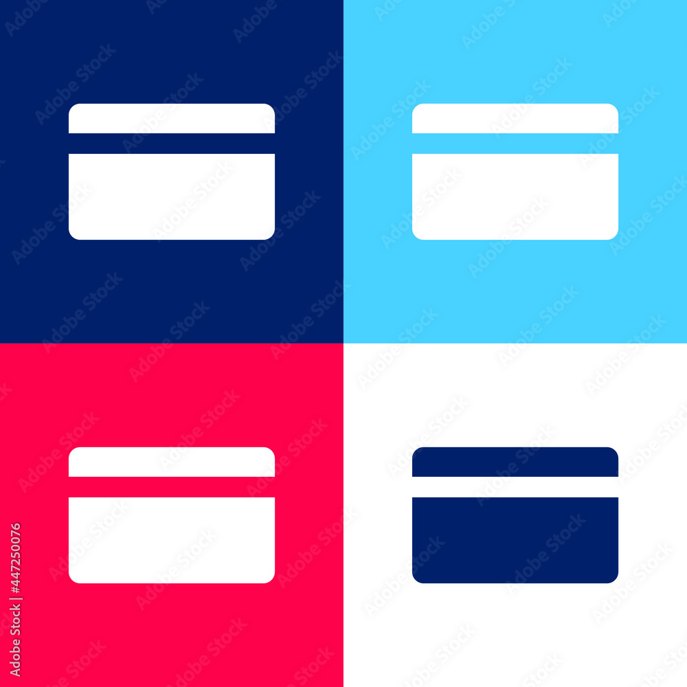 Bank Credit Card blue and red four color minimal icon set Bank Credit Card blue and red four color minimal icon set