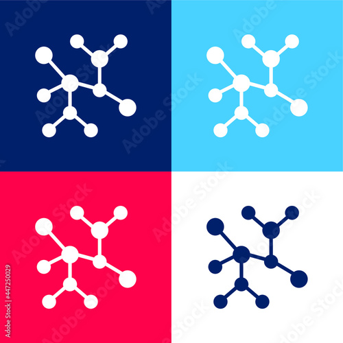Analytics blue and red four color minimal icon set