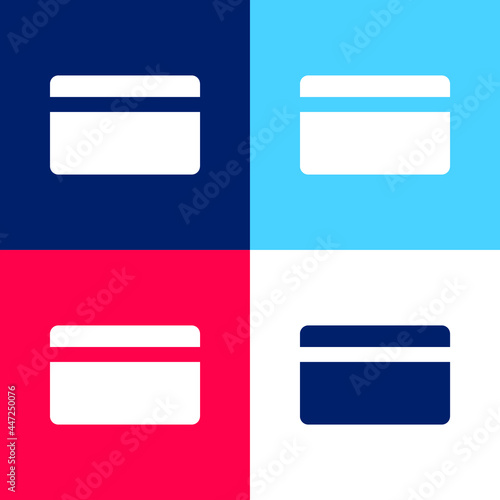 Bank Credit Card blue and red four color minimal icon set