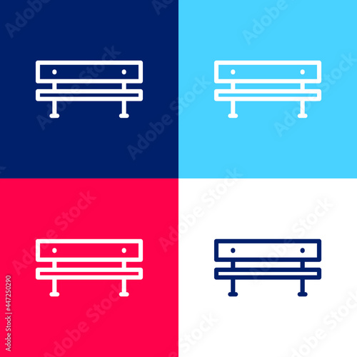 Bench blue and red four color minimal icon set