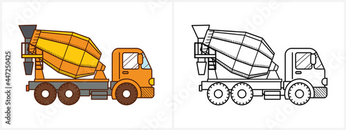 Concrete mixer truck icon. Cement mixer truck