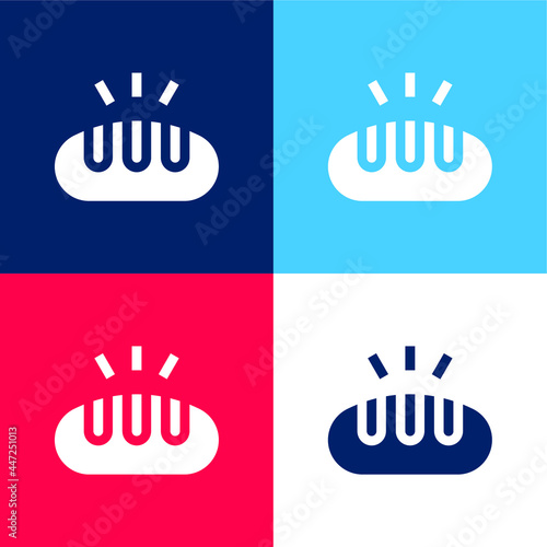 Bread blue and red four color minimal icon set
