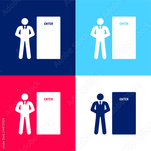 Bodyguard blue and red four color minimal icon set