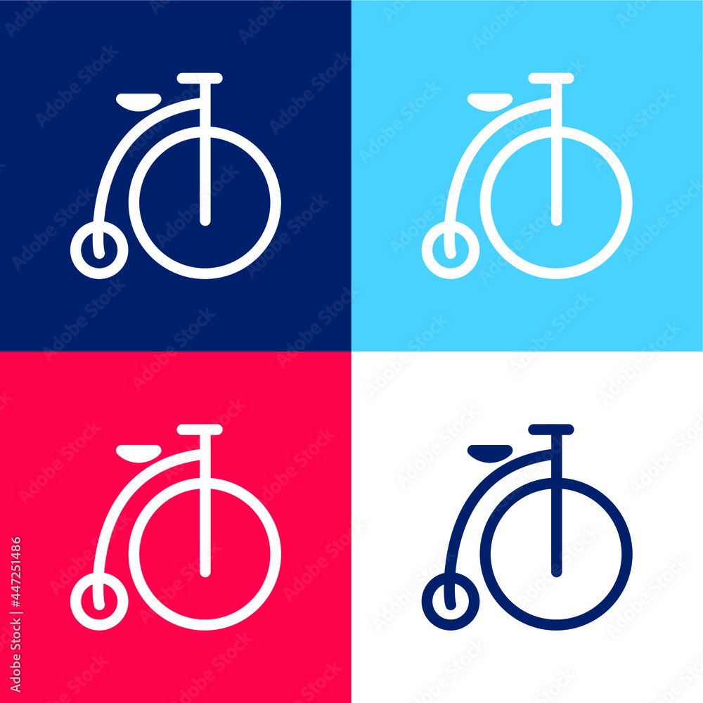 Bike blue and red four color minimal icon set Bike blue and red four color minimal icon set