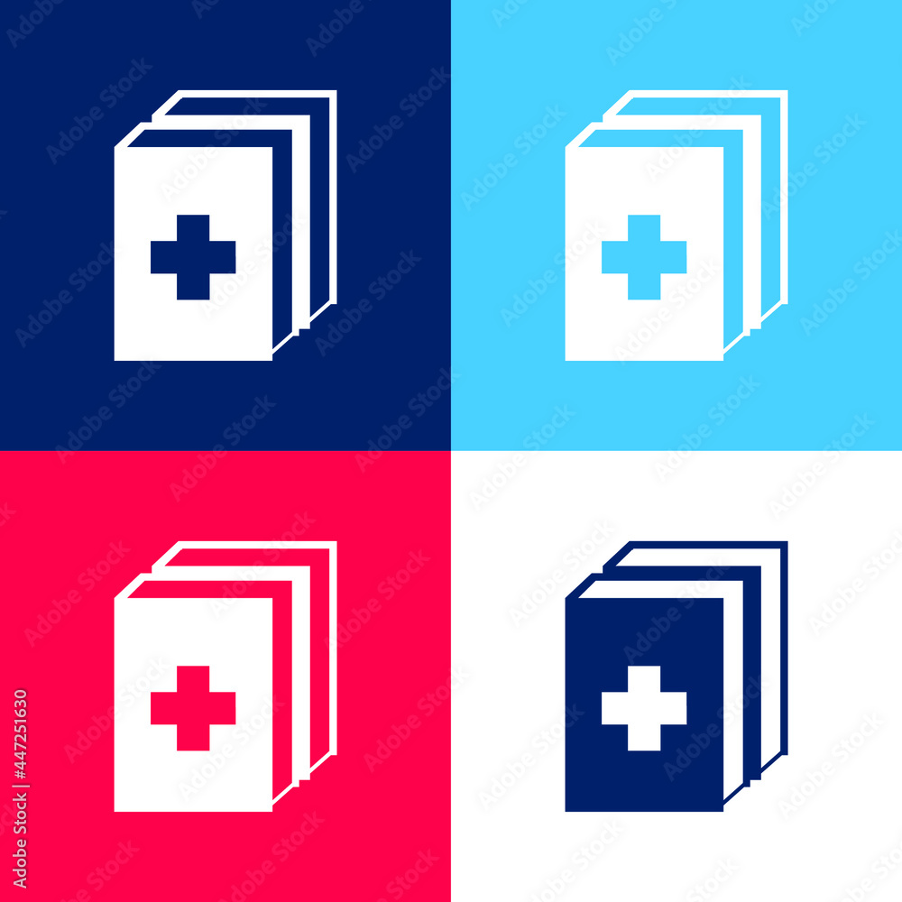 2 Medicine Kit blue and red four color minimal icon set 2 Medicine Kit blue and red four color minimal icon set