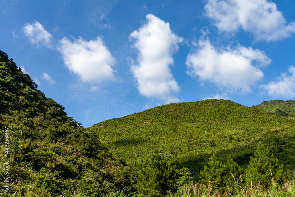 Scenic View Of Green Landscape And Mountains Against Sky Scenic View Of Green Landscape And Mountains Against Sky
