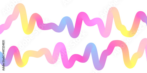 Abstract background with 3d flowing sound wavy lines multicolored gradient. Digital frequency track equalizer. Modern vector wallpaper