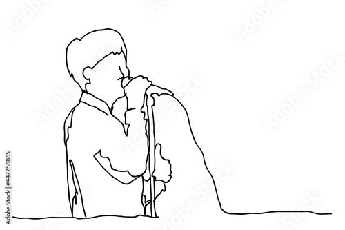 Abstract Sketch, Hand Drawing of a singer with microphone