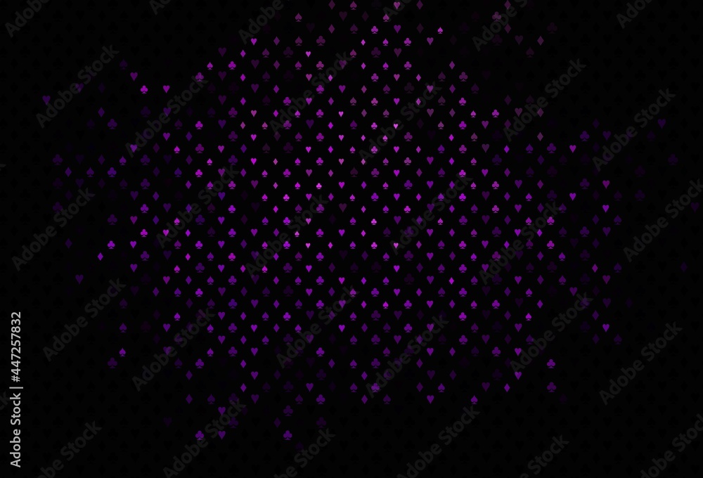 Fototapeta premium Dark purple vector background with cards signs.