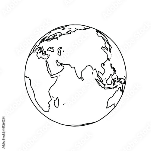 Linear earth silhouette. Globe. Planet Earth. Vector illustration.