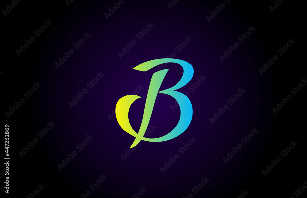 B alphabet letter logo icon for branding in yellow and green. Creative branding design for lettering and corporate B alphabet letter logo icon for branding in yellow and green. Creative branding design for lettering and corporate