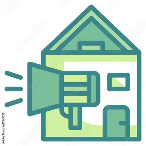 marketing house blue line icon