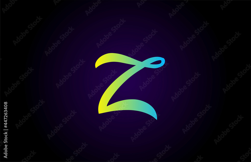 Obraz premium Z alphabet letter logo icon for branding in yellow and green. Creative branding design for lettering and corporate