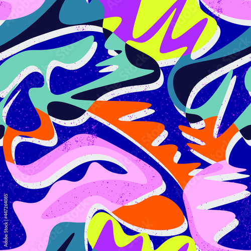 Seamless unusual abstract pattern with wave chaotic shapes