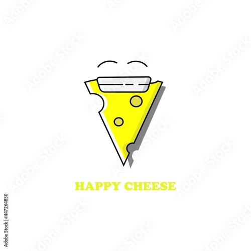 Vector graphic illustration of a cheese smiling happily.